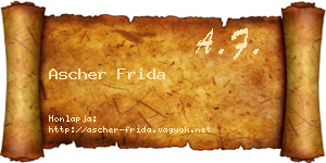Ascher Frida névjegykártya